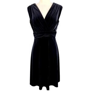 Vintage Evan Picone Black Stretch Velvet A-Line Cocktail Dress Size 8